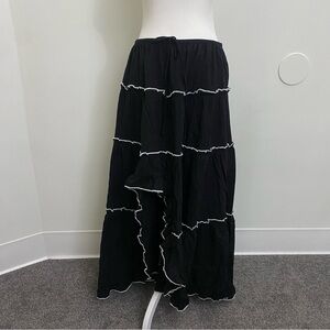 Fashion Nova Black Tiered Maxi Skirt